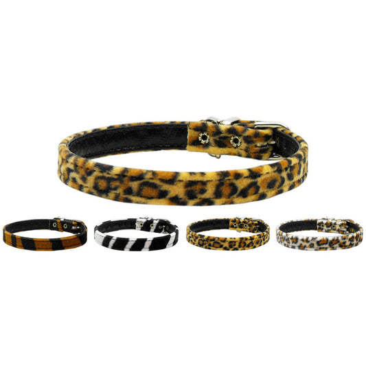 Dog, Puppy & Pet Plain Collar, &quot;3/8&quot; Wide Animal Print&quot;