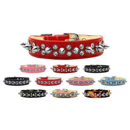 Pet and Dog Spike Collar, "Double Crystal & Spikes"