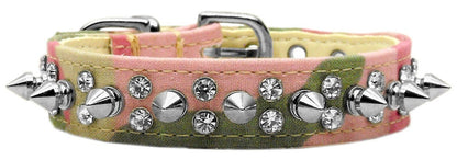 Pet and Dog Spike Collar, "Double Crystal & Spikes"