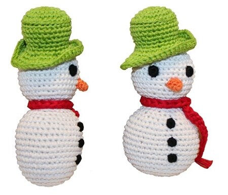 Knit Knacks Organic Cotton Pet& Dog Toys, "Christmas Group" (Choose from: Rudy Reindeer, Christmas Tree, Ornament, Snowman, Gingerbread Man)