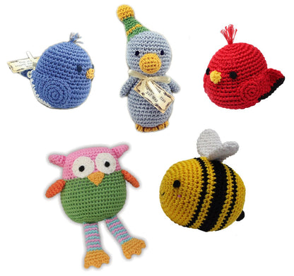 Knit Knacks Organic Cotton Pet and Dog Toys, &quot;Birds & A Bee Group&quot; (Choose from 5 Different Options)