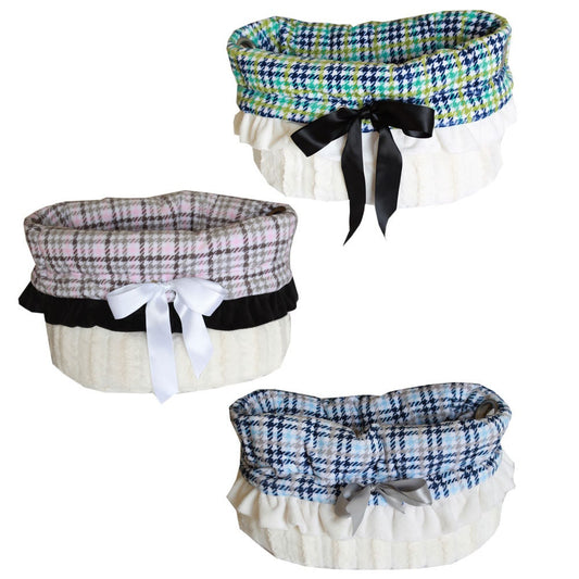 Dog, Puppy & Pet or Cat Reversible Snuggle Bugs Pet Bed, Bag, and Car Seat All-in-One, "Plaids"