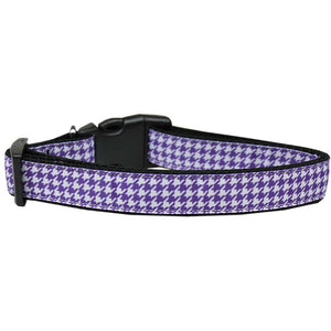 Pet Dog & Cat Nylon Collar or Leash, "Houndstooth Purple"