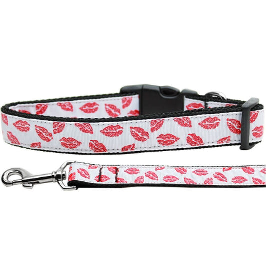 Pet Dog & Cat Nylon Collar or Leash, "Sparkling Smooches"