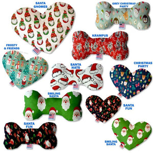 Pet and Dog Canvas or Plush Heart or Bone Toy, "Santa Group" (Available in different sizes, and 8 different pattern options!)