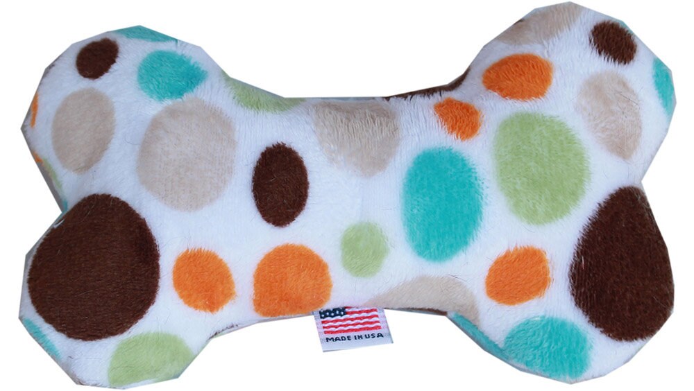 Pet and Dog Plush 6" Bone Toy, "Party Dots Group" (Available in 3 different colorway options!)