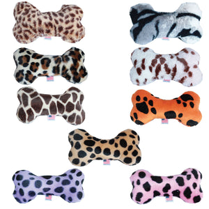 Pet and Dog Plush 6" Bone Toy, "Animal Print Group" (Available in 9 Animal Print options!)