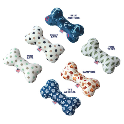 Pet and Dog Plush 6" Bone Toy, "Wanderlust Group" (Available in 6 different pattern options!)