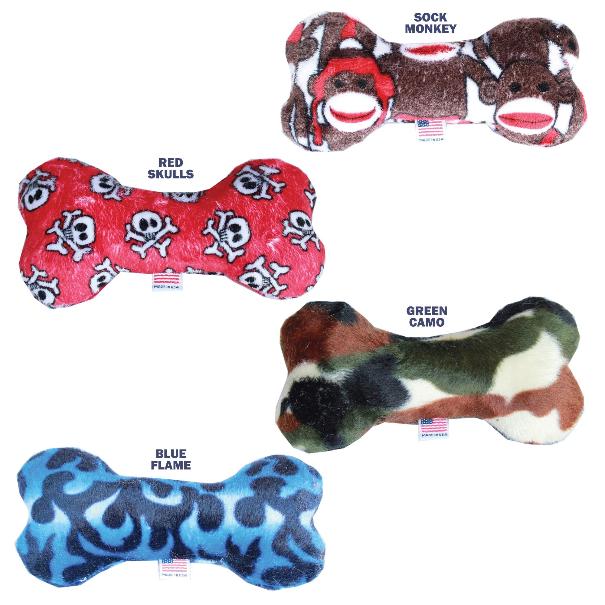 Pet and Dog Plush 6" Bone Toy, "Good Boy Group" (Available in 4 different pattern options!)