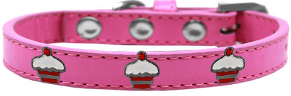 Dog, Puppy & Pet Widget Fashion Collar, "Red Cupcake"