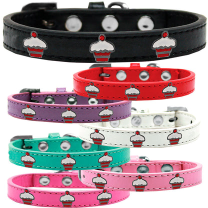 Dog, Puppy & Pet Widget Fashion Collar, "Red Cupcake"