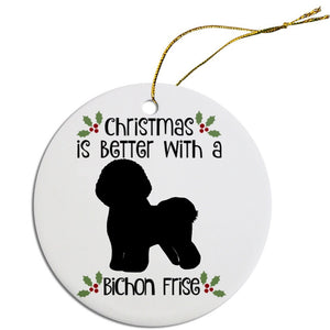 Dog Breed Specific Round Christmas Ornament, "Bichon Frise"