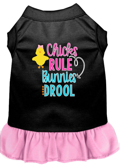 Pet Dog & Cat Dress Screen Printed, "Chicks Rule, Bunnies Drool"