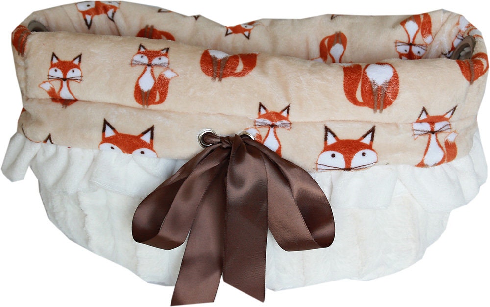 Dog, Puppy & Pet or Cat Reversible Snuggle Bugs Pet Bed, Bag, and Car Seat All-in-One, "Foxy"