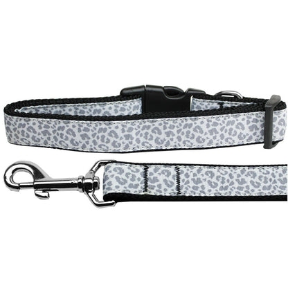 Pet Dog & Cat Nylon Collar or Leash, "Silver Leopard"
