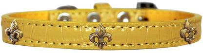 Dog, Puppy & Pet Designer Croc Widget Collar, "Bronze Fleur De Lis"