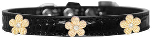 Dog, Puppy & Pet Designer Croc Widget Collar, "Gold Flowers"