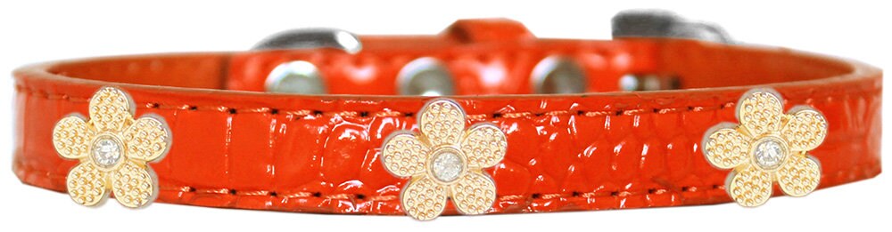 Dog, Puppy & Pet Designer Croc Widget Collar, "Gold Flowers"