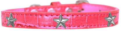 Dog, Puppy & Pet Designer Croc Widget Collar, "Silver Stars"