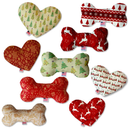 Pet and Dog Canvas or Plush Heart or Bone Toy, "Classy Christmas Group" (Available in different sizes, and 7 different pattern options!)