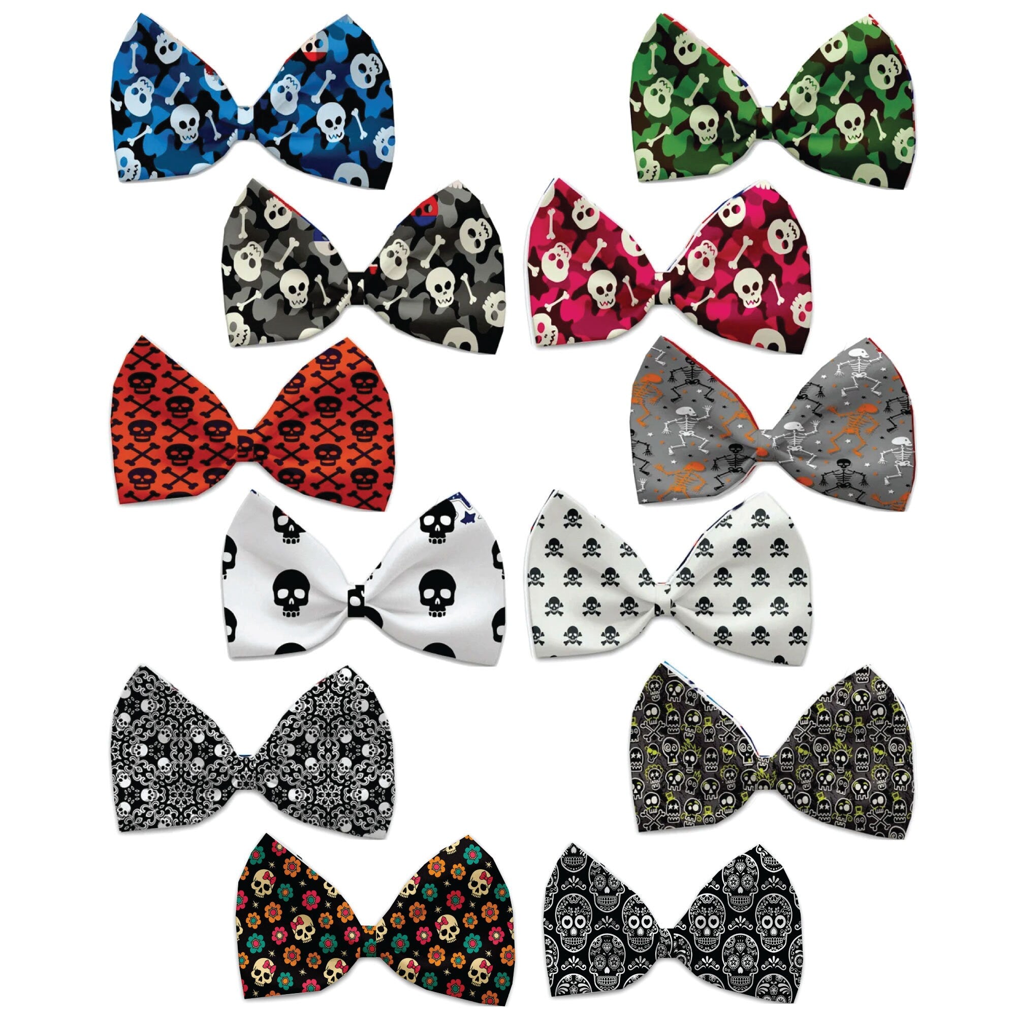 Halloween Pet, Dog and Cat Bow Ties, "Skulls Group" *Available in 12 different pattern options!*
