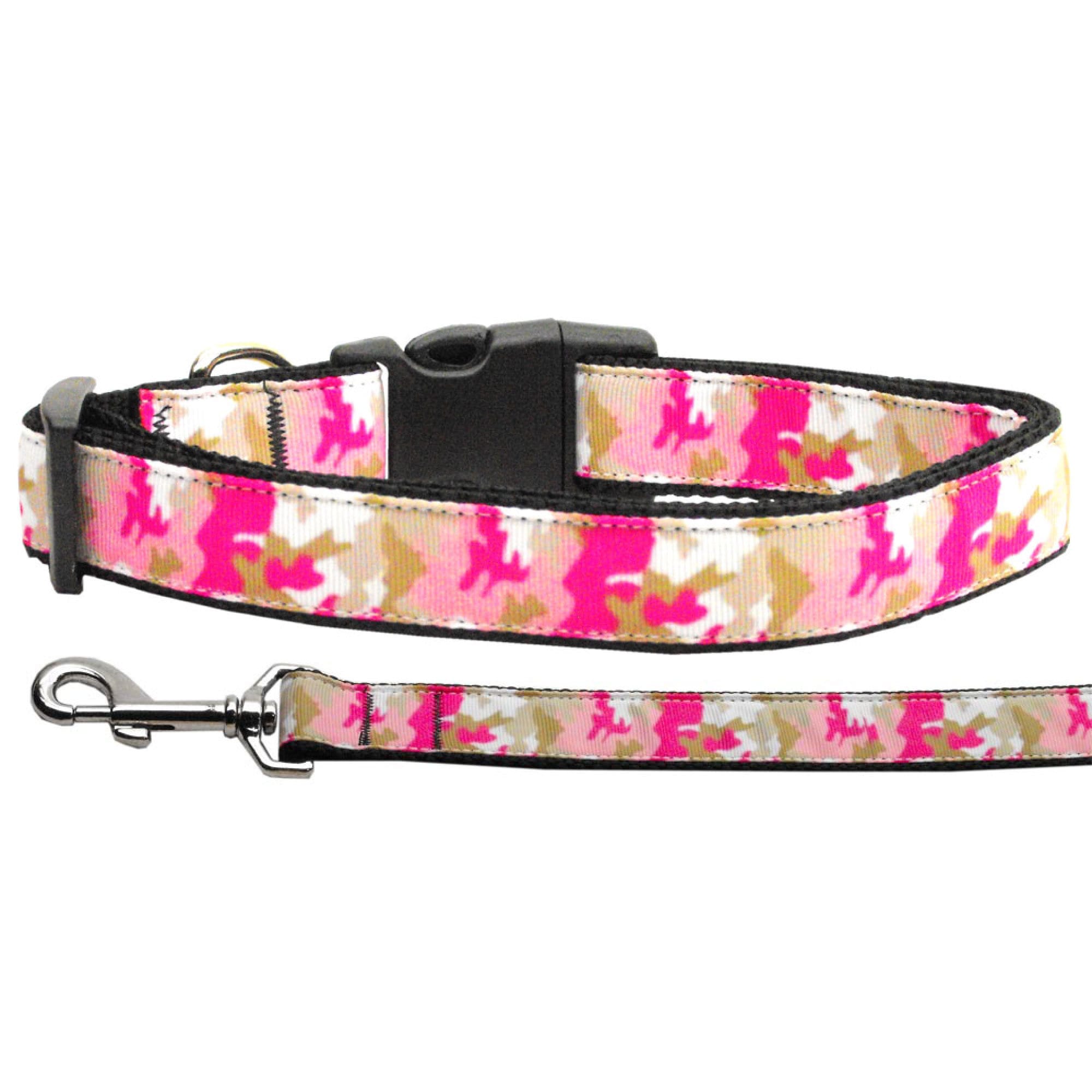 Pet Dog & Cat Nylon Collar or Leash, "Pink Camo"