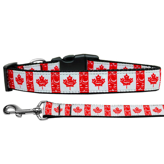 Pet Dog & Cat Nylon Collar or Leash, "Canadian Flag In Swirls"