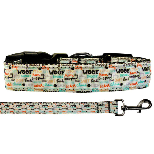 Pet Dog & Cat Nylon Collar or Leash, "Woofs A Lot"