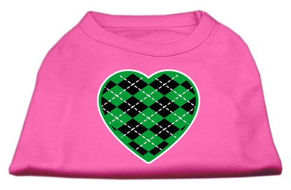 Pet Dog & Cat Shirt Screen Printed, "Argyle Heart Emerald Green"