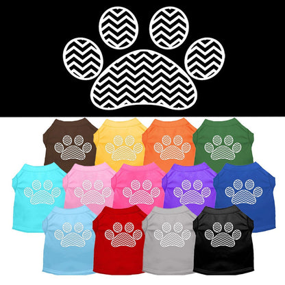 Pet Dog & Cat Shirt Screen Printed, "Chevron Paw"