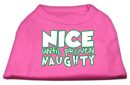 Christmas Pet Dog & Cat Shirt Screen Printed, "Nice Until Proven Naughty"