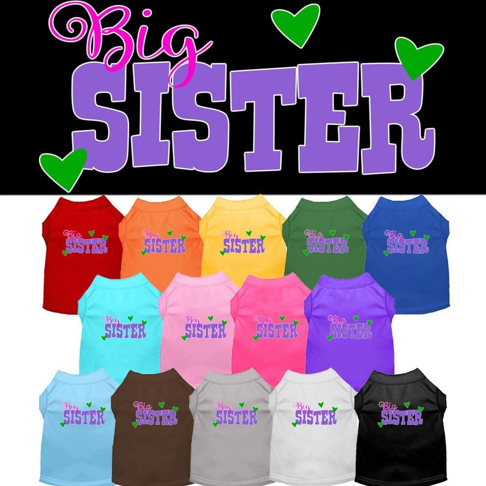 Pet Dog & Cat Shirt Screen Printed, "Big Sister"