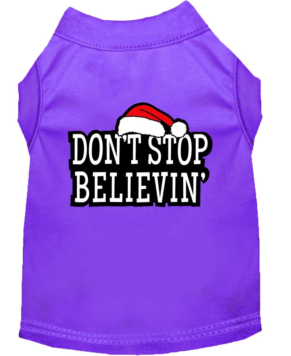 Christmas Screenprinted Dog Shirt, "Don't Stop Believin"