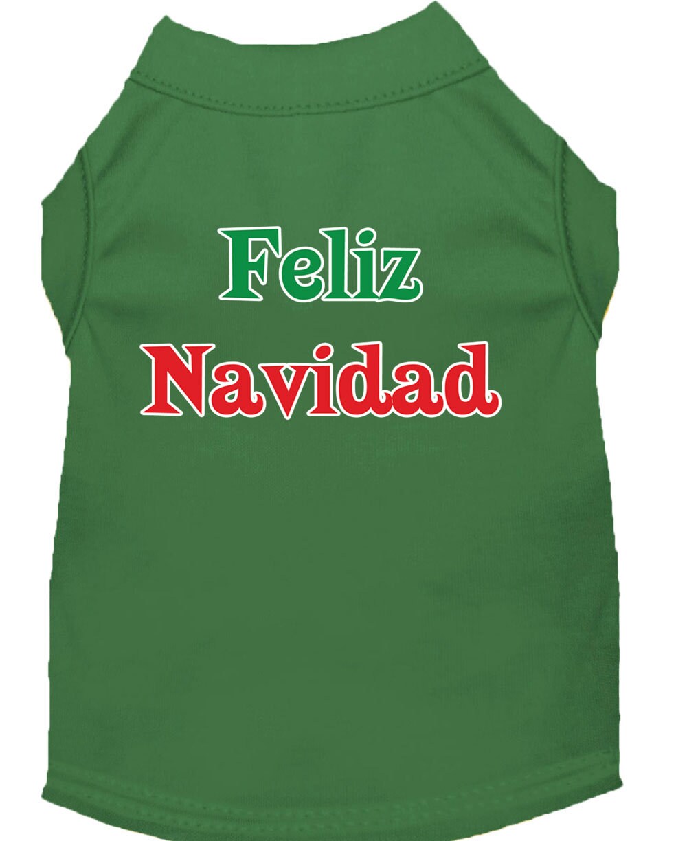 Christmas Screenprinted Dog Shirt, "Feliz Navidad"