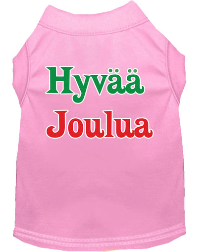 Christmas Screenprinted Dog Shirt, "Hyvaa Joulua"