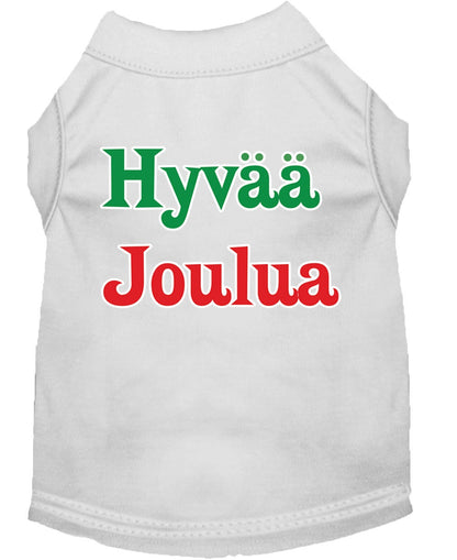 Christmas Screenprinted Dog Shirt, "Hyvaa Joulua"