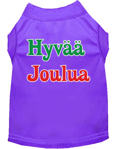 Christmas Screenprinted Dog Shirt, "Hyvaa Joulua"