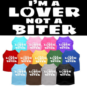 Pet Dog & Cat Shirt Screen Printed, "I'm A Lover, Not A Biter"