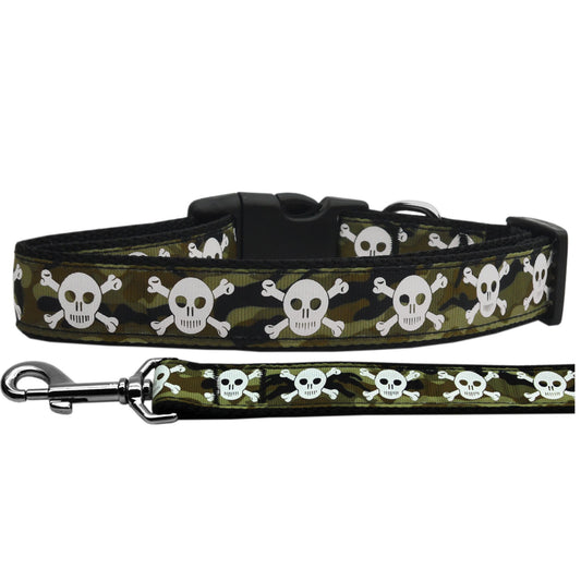 Pet Dog & Cat Nylon Collar or Leash, "Camo Skulls"