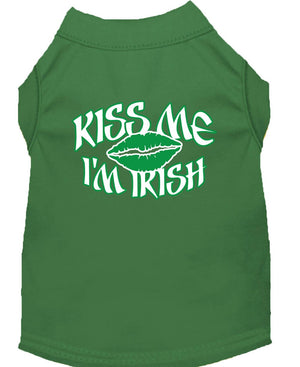 Pet Dog & Cat Shirt Screen Printed, "Kiss Me I'm Irish"