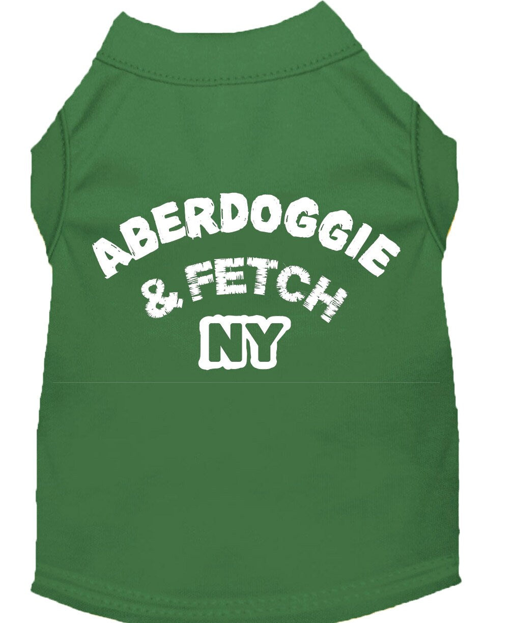 Pet Dog & Cat Shirt Screen Printed, "Aberdoggie and Fetch NY"