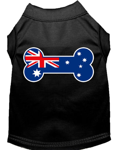 Pet Dog & Cat Shirt Screen Printed, "Bone Shaped Australian Flag"