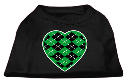 Pet Dog & Cat Shirt Screen Printed, "Argyle Heart Emerald Green"