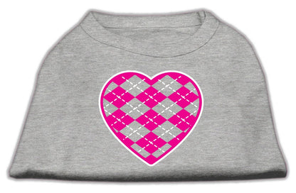 Pet Dog & Cat Shirt Screen Printed, "Argyle Heart Pink"