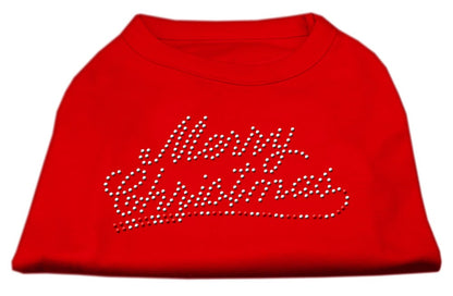 Christmas Pet Dog & Cat Shirt Rhinestone, "Merry Christmas"