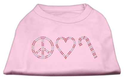 Christmas Rhinestone Studded Dog Shirt, "Peace, Love & Candy Canes"