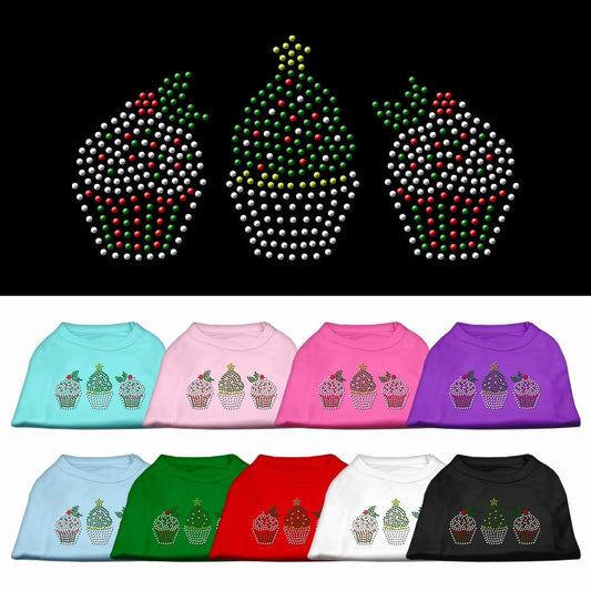 Christmas Pet Dog & Cat Shirt Rhinestone, "Christmas Cupcakes"