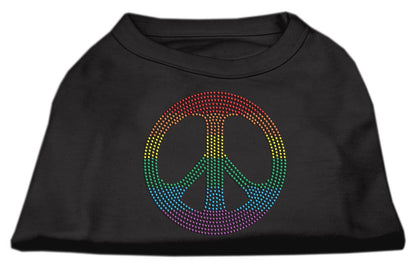 Pet Dog & Cat Shirt Rhinestone, "Rainbow Peace Sign"