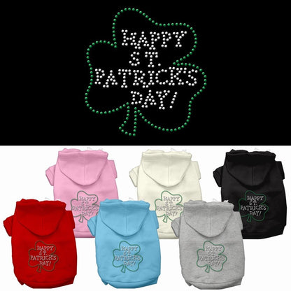 Pet Dog & Cat Hoodie Rhinestone, "Happy St. Patrick's Day"