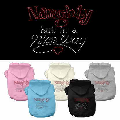 Chritmas Rhinestone Pet, Dog & Cat Hoodie, "Naughty, But In A Nice Way"